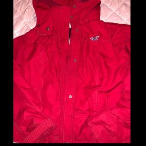 Hollister all weather hooded coat in Red